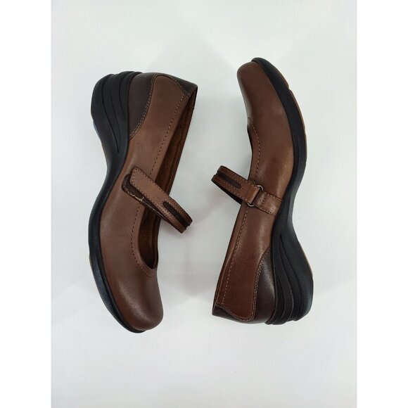 Hush Puppies Women Epic Brown Mary Jane Leather Loafer Shoes Size 7.5 Wide Large - Picture 5 of 8